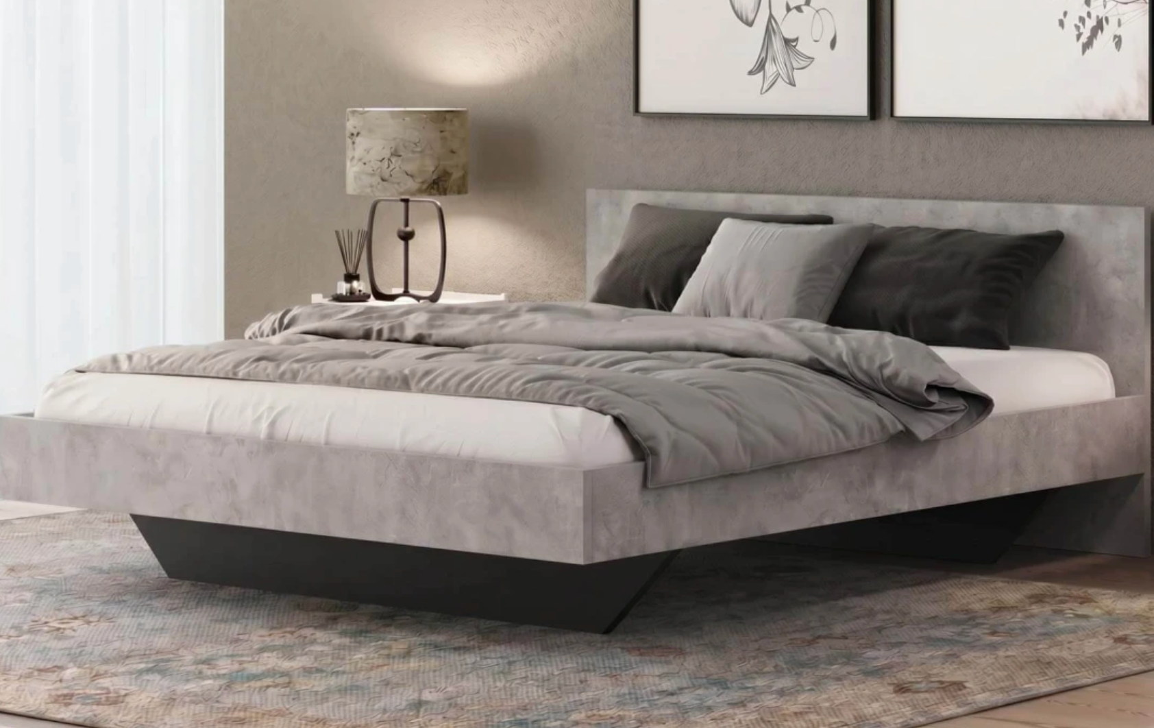 Bett Bali – schwebendes Design in warmer Holzoptik