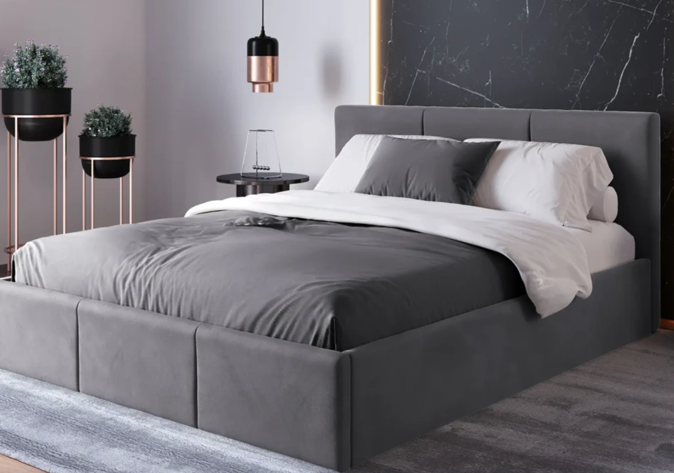 Polsterbett Dream mit Bettkasten – Velours in eleganter Optik