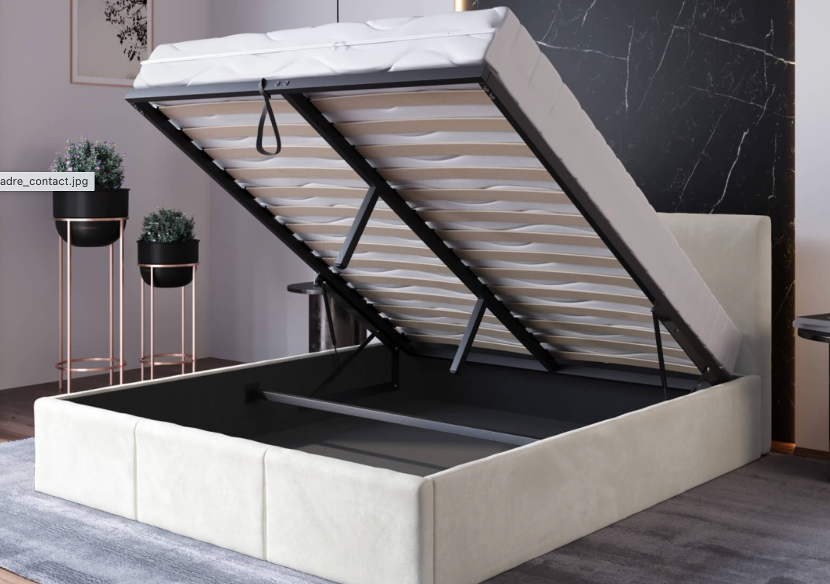 Polsterbett Dream mit Bettkasten – Velours in eleganter Optik