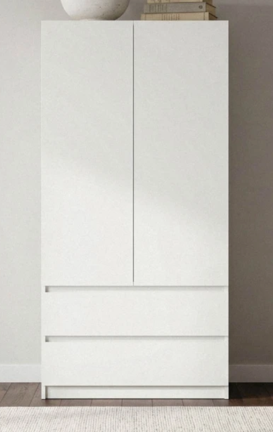 Schrank Elegance – Zweitürer mit Schubladen, grifflos in vier Farben